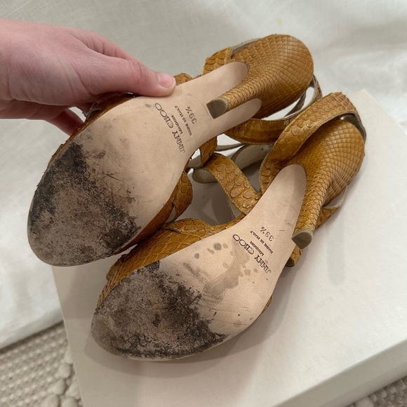 Jimmy Choo louisa mustard snake print leather high heels - Picture 5 of 10